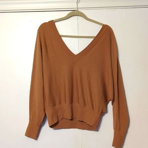 Double V Dolman Sleeve Sweater khaki
